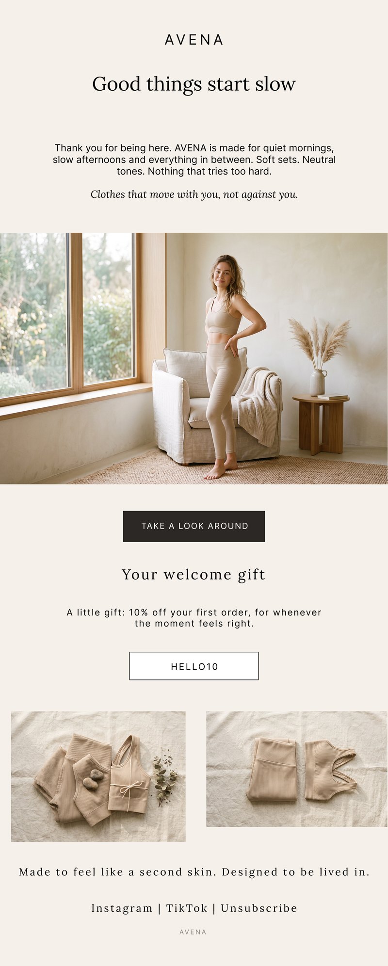 AVENA welcome email: Good things start slow