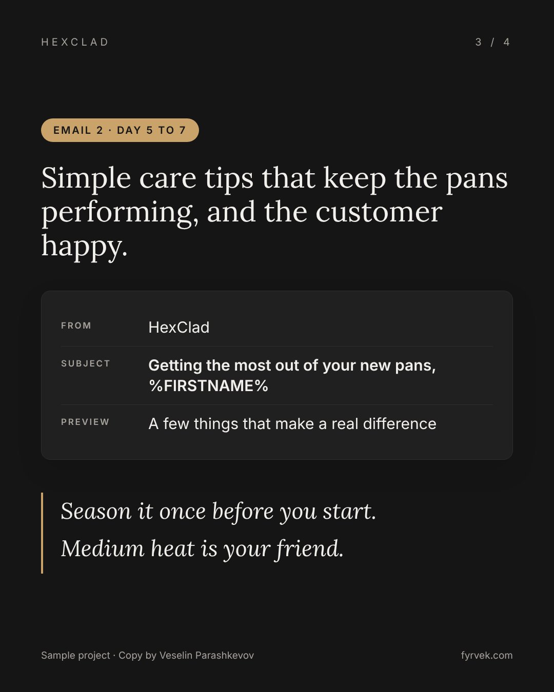 HexClad post-purchase flow, slide 3 of 4